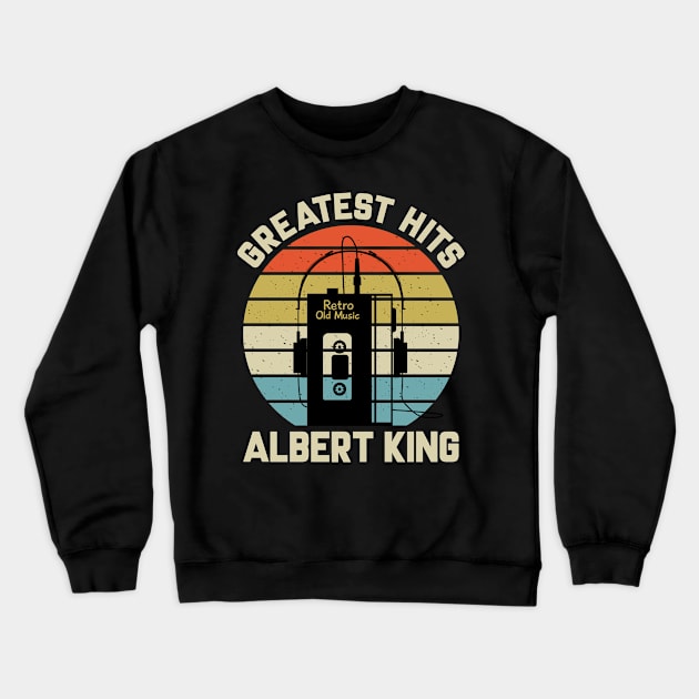 Greatest Hits Albert Retro Walkman King Vintage Art Crewneck Sweatshirt by Dinosaur Mask Store